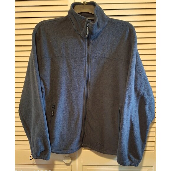 Cabela's Fleece Jacket Size XL Large Navy Full Zip Mock Neck Pockets Outdoors - Picture 2 of 12